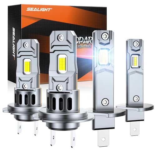 Image of SEALIGHT S2S H1 H7 Light Bulbs Combo, 140,000LM Super Brighter, 6500K Pure White H1 H7 LED Fog Bulbs, 70K+ Hours Lifespan, Replacement Shift Light Gauges, 4-Pack for Powersports /ATV Lamps