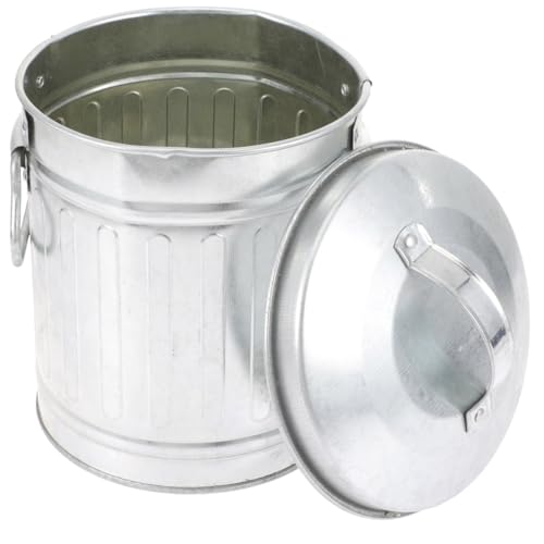 Seau à cendres avec couvercle en métal galvanisé mini poubelle Cabilock