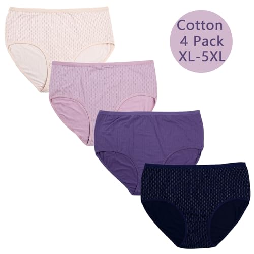 Image of Women's Plus Size Cotton Underwear Panties Mid Waisted Briefs 7-Pack XL-6XL Point Print Ladies Panties