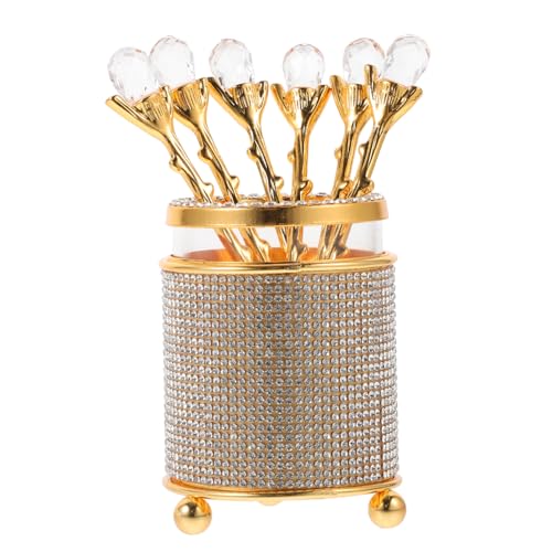 Alipis Set of Gold Coffee Spoons Holder for Dessert Mixing Tea Seasoning Milk Tea Spoons Elegant Kitchen Utensils