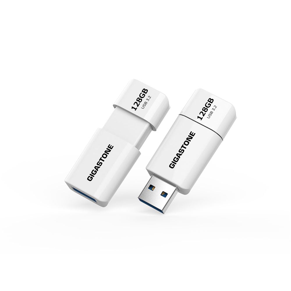 GIGASTONE 128Go Clé USB Flash (Lot de 2) Z60 USB 3.2 Gen 1, 100Mo/s Ultra Rapide, sans Capuchon, Stockage et Sauvegarde pour PC/Mac/TV/Voiture, USB 2.0/3.0/3.1 Compatible