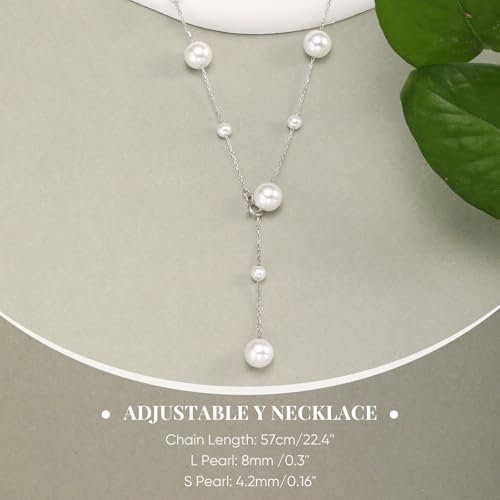 Pearl Necklace for Women 925 Sterling Silver Single Pearl Jewelry with Shell Pearl Pendant - Dainty Choker Necklace Suitable for Anniversary, Wedding, Birthday Gifts4