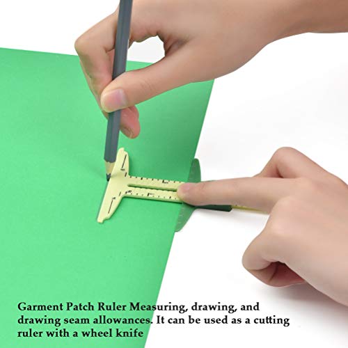 FOCCTS 5-in-1 Sewing Ruler Tool, Sewing Gauge Ruler as T-Gauge, Hem Gauge, Seam Allowance, Buttonhole Spacer and Circle Compass Sliding Gauge Measuring for Beginner Work - Thumbnail 5