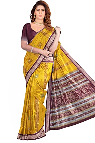 Image of NUAPATANAPATA Odisha Handloom Khandua Ikkat Sambalpuri Saree With Blouse Piece - Handmade Pure Cotton Traditional Ethnic Wear