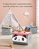 SONGMICS Caja Almacenaje Tela Infantil, Caja Organizadora Plegable, Juego de 3, Apilables con Asas, Tapa Magnética, para Habitación de Niños, Panda Oso Cerdo, Rosa, Azul, Verde y Gris RFB760P02 #4