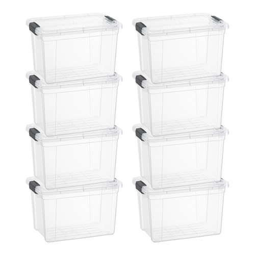 Image of Superio 4.75 Quart Clear Plastic Storage Boxes with Lids, Stackable Organizer Containers, BPA-Free Storage Bins for Home, Office, School & Dorm, 8 Pack