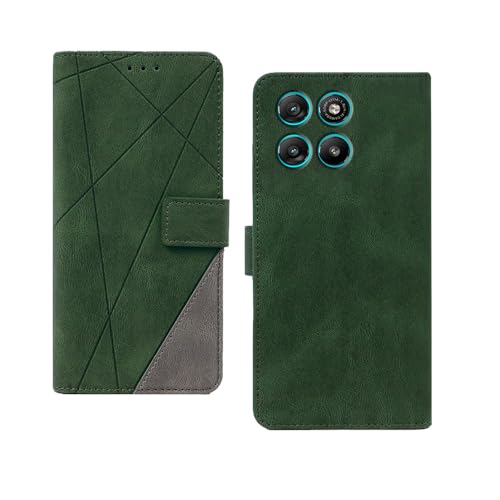 Image of amazon basics Motorola G67 Power 5G Flip Cover | Card Pockets Wallet & Stand | Flip Cover for Motorola G67 Power 5G (Green with Grey)