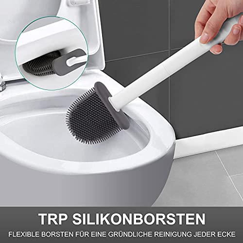 Ausbond Spazzola WC con Supporto, Silicone Pulizia...