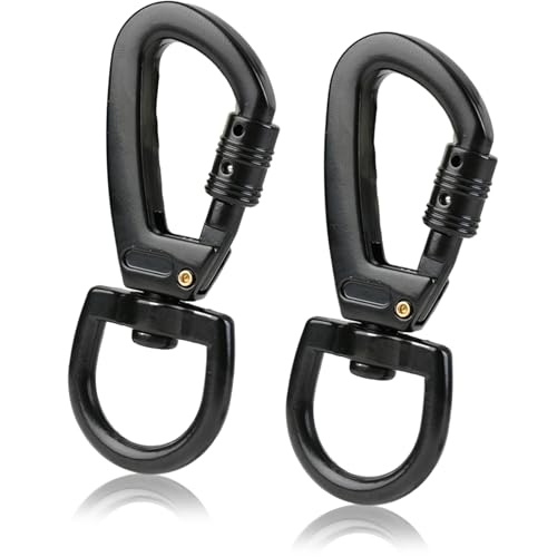 Karabinerhaken mit Drehgelenk,Karabiner für Hundeleine Wirbelkarabiner 2PCS, Robusten Wirbel Schnappkarabiner Scherenkarabiner für Hundeleine, Bergsteigen, Schlüsselbund (A:Schwarz)