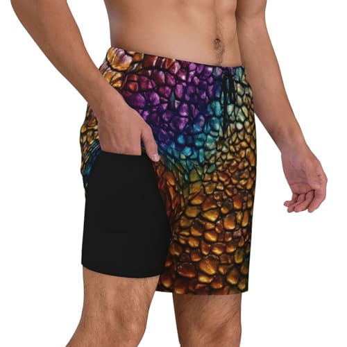 Classic Snake Skin Print Men Stylish Functionality Swim Trunks Breathable Beach Shorts Surfing Gym Fishing3