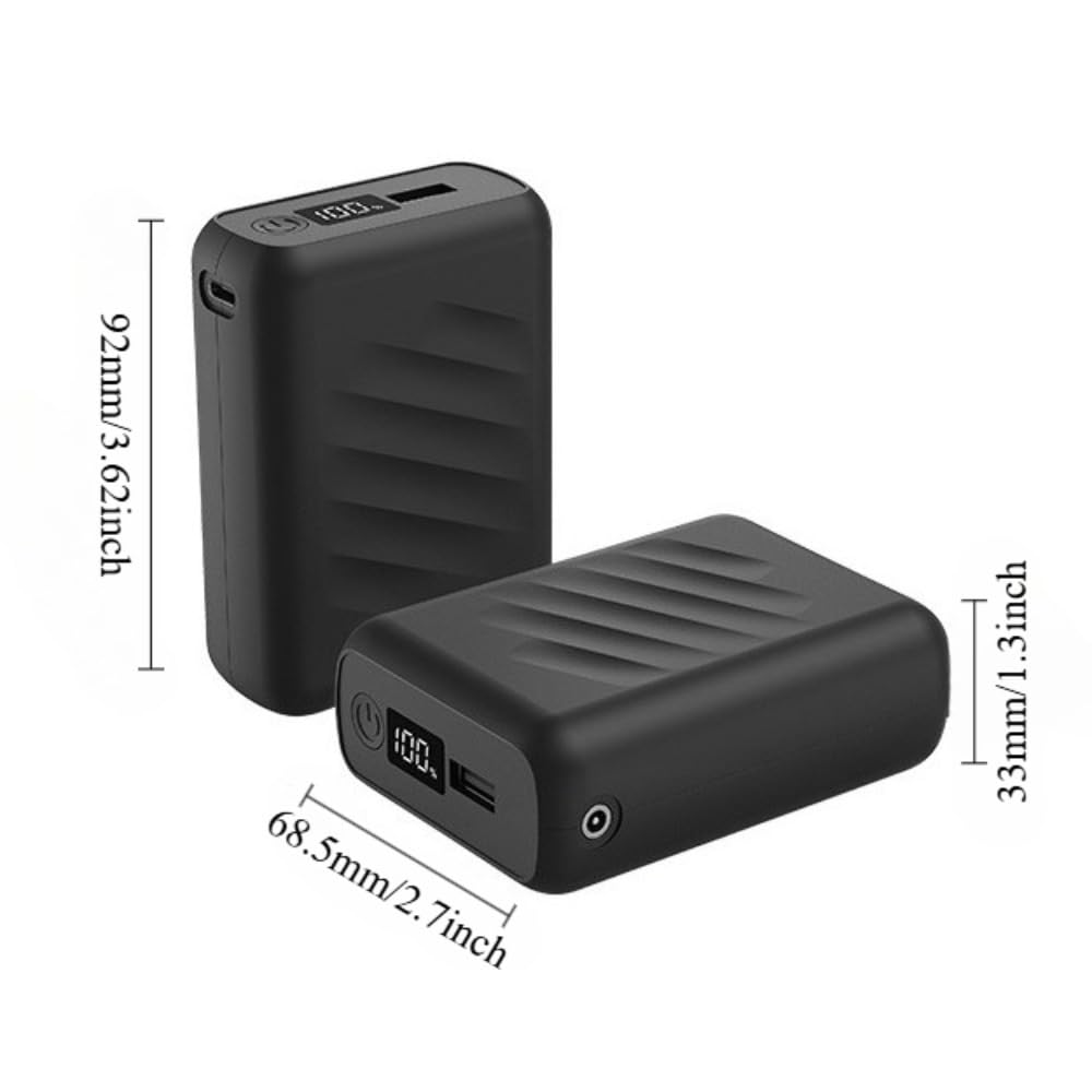 Mini Power Bank compatto, 20000 mAh, nero, con display a LED, caricatore tascabile portatile, 92 x 68,5 x 33 mm