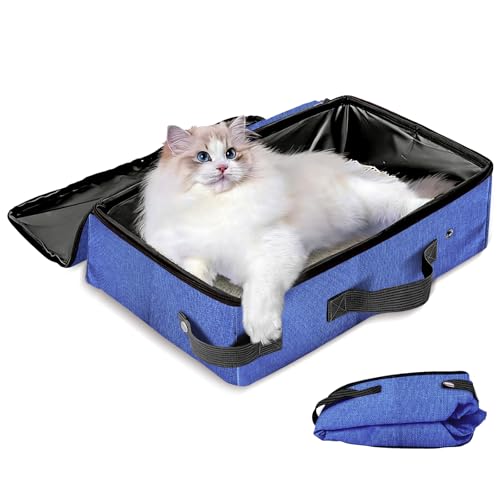Foldable Cat Litter Box with Lid, Collapsible Travel Litter Box