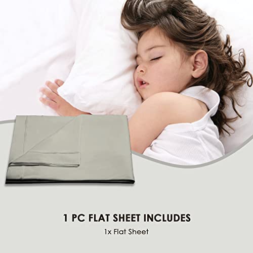 Pizuna Pure Combed Cotton Double Flat Sheet Silver, 600 Thread Count Long Staple Brushed Cotton Flat Sheets Double - Image 4