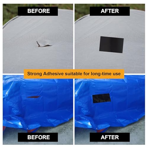 Image of succulentlovers Tent Repair Tape - 4.7IN x 25FT Tent Repair Kit RV Awning Vinyl Repair Tape for Tarp Waterproof Black Boat Cover Patch Kit for Canvas, Fabric, Canopy, Boat Cover