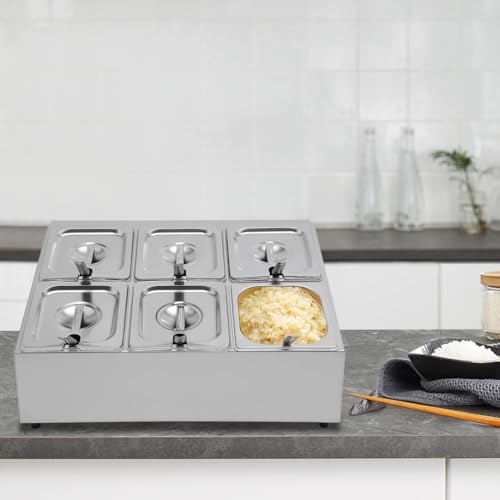Recipientes de acero inoxidable para condimentos y estación de toppings de pizza con tapa 4