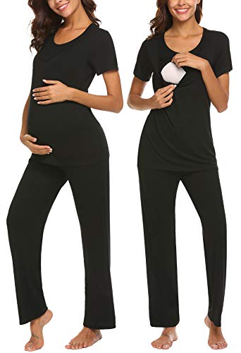 MAXMODA Maternity Nursing Pajamas Set Hospital Sleepwear Pregnancy Loungewear Breastfeeding Pjs