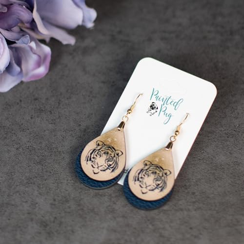Black and Gold Tiger Earrings for Women School Spirit Teardrop Dangle Jewelry College High School Graduation Gift Handmade by The Painted Pug (Black Gold)2