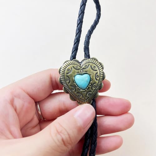 Image of Joxevyia Bolo Tie for Men Vintage Cow Skull Leather Rope Western Cowboy Necktie Vintage Bola Tie Gift for Him