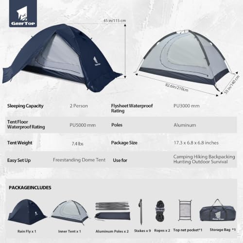 Carpa ultraligera impermeable para mochileros 2 personas 4 estaciones miniatura 6
