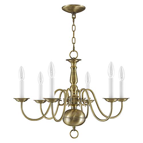 Image of Livex Lighting 5006-01 Williamsburgh 6-Light Chandelier, Antique Brass