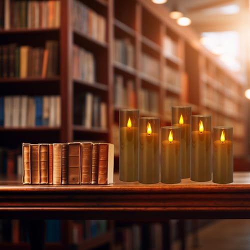 Image of YOROXRG Halloween Decoration Flickering Flameless Candles Battery Operated Timer Led Pillar Candles with Realistic Moving Wick Candles for Home Decor 24 Pack (D2.2 xH 5 inch 6 inch 7 inch)(Grey)