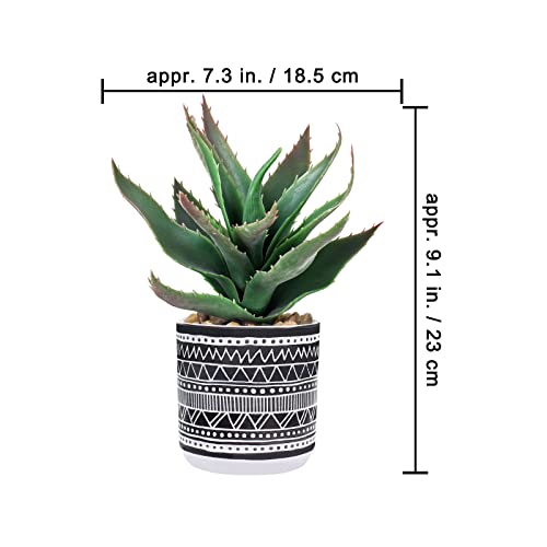 Winlyn Set Of 3 Assorted Small Potted Succulents Arrangement Artificial Succulent Plants In Black And White Geometric Pots For Table Centerpiece Windowsill Shelf Indoor Outdoor Garden Greenery Decor #TOP1