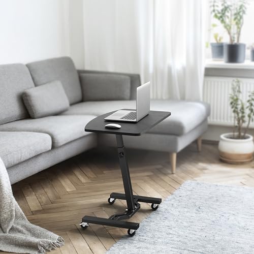 Image of SHW Mobile Height Adjustable Laptop Rolling Cart with Height Adjustment from 28 inch to 33 inch, Black