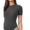 Romwe Women's Short Sleeve Bodycon Round Neck Casual Basic Bodysuit Dark Grey XL