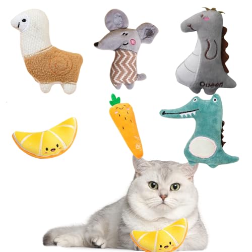 WAVATA 6 juguetes para gatos con menta para gatos, valeriana, juguete de hierba gatera, cojín de menta, juguete de hierba gatera resistente a las mordeduras con campana en el interior, juguete