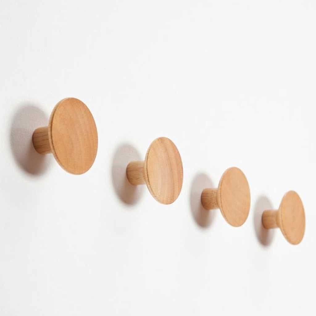 4 Pieces/Wooden Coat Hook Bag Hat Hanger Wall Hanging Hook Clothes Key Chain Home Decoration