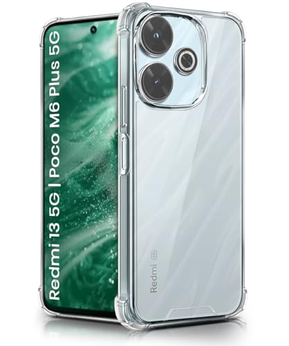 Image of WOW IMAGINE Ultra-Hybrid Crystal Clear Back Case for Mi Redmi 13 5G | Poco M6 Plus 5G | Shockproof Design | Camera Protection Bump | Hard Clear Mobile Back Cover with Cushioned Edges - Transparent