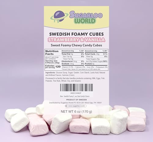 Dulces Swedish Marshmallows Foamy Cubos Fresa Vainilla 170g miniatura 4