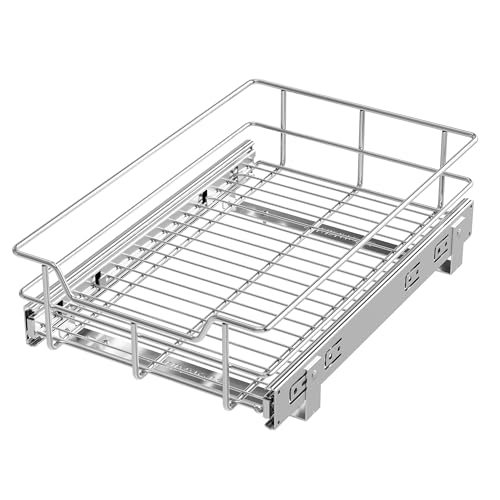 Image of Pull Out Cabinet Organizer 11 inch W X 17 inch D, Chromed, Full Slide Out Drawers