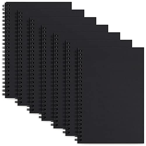 LABUK Spiral Notebook, Blank Notebook Small Sketchbook, Set of 7 (Black), A5 Size, 100gsm, 50 Sheets/100 Pages, Ideal for Schools Offices