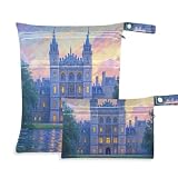 EtherSpher White Fantasy Fairytale Castle - Borsa impermeabile per pannolini, confezione da 2, essenziale da viaggio, con manici per asilo nido, pannolini per bambini