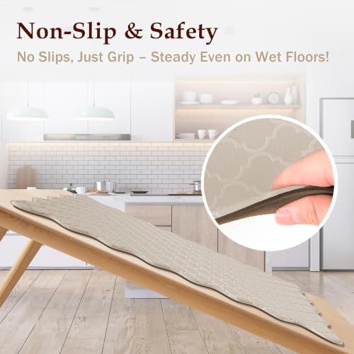 Arenarug Upgrade Scalloped Kitchen Mats for Floor 2PC, Khaki Kitchen Rugs by Arenarug - Used condition - Image 4