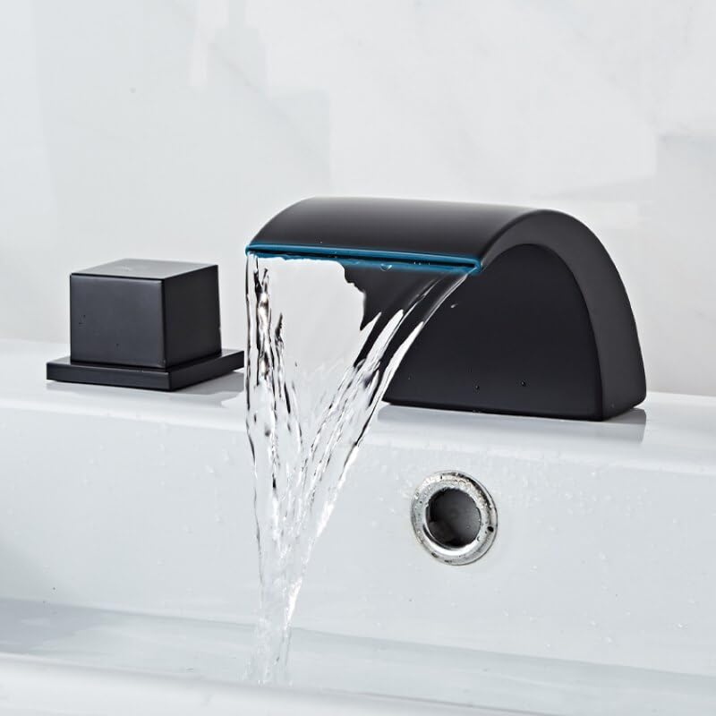 Robinet cascade noir mat premium pour lavabo design à 3 trous - 2