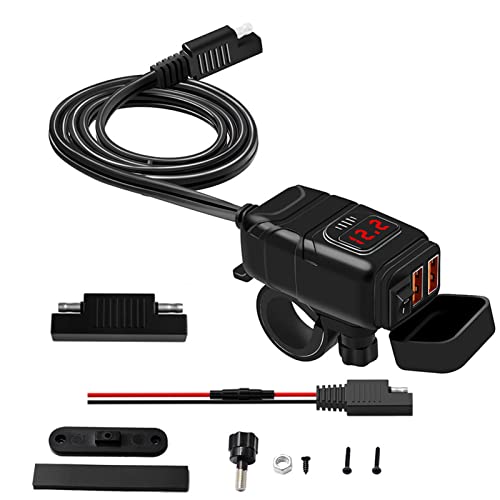 Motorbike QC 3.0 Dual USB Phone GPS LED Fast Charger Adapter Voltmeter Accessory