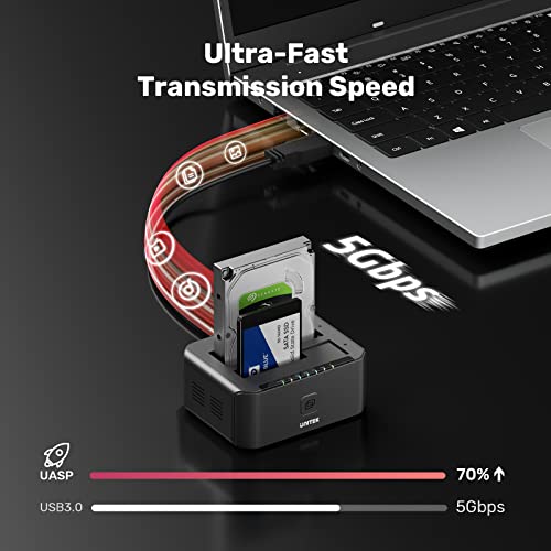 Unitek Usb 3.0 To Sata I/Ii/Iii Dual Bay External Hard Drive Docking Station For 2.5 / 3.5-Inch Hdd Ssd, Hard Drive Duplicator/Offline Clone Function, Support Uasp & 16Tb - Black #TOP3
