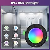 YindaLux reflektor LED Bluetooth RGB 5 W 230 V, 4 sztuki w opakowaniu reflektorów LED ciepłe / białe i zimne / białe kolorowe 2700 K-6500 K, możliwość ściemniania, sterowanie za pomocą aplikacji i