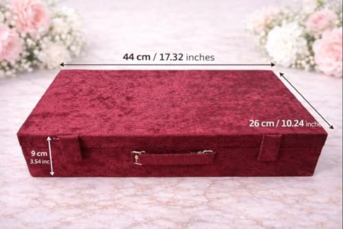 Image of Bangle Box for Women 6 Rod | Bridal Chura Organizer Box with Detachable Rods | Velvet Jewellery Storage Box with Magnetic Lock & Handle | Bangles Holder Case for Jewellery Storage