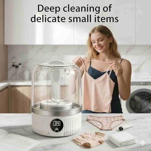 Portable Washing Machine,Mini Underwear Washer with LED Display,1L Small Washer,IP67 Waterproof, Delicate Wash for Socks,Bikinis & Doll Clothes,Ideal for Travel,Apartment,Camping,Dorms - 2