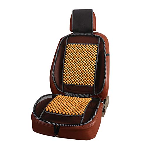 Image of Wood Bead Car Seat Cover Cushion, Cooling & Breathing, Automotive Beaded Driver Seat Massager Cushion for Lower Back Pain