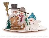  Rudolphs Schatzkiste Ersatzteile & Bastelbedarf Bastelsatz Teelichthalter Schneemänner Breite x Höhe x Tiefe 16 cmx10 cmx10,5 cm NEU Erzgebirge Bastelset Selbstbausatz