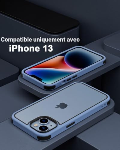 Coque iPhone 14 silicone antichoc pro MobNano etui transparent premium bleu noir - 2