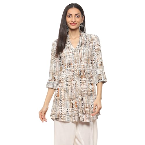BIBA Women Rayon Regular Fit Printed Short_Kurta Mix and Match (Top & Tunics20217_Brown_34)