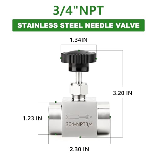 Válvula de aguja recta 3/4 NPT hembra en acero inoxidable 304 para control de fluidos 3
