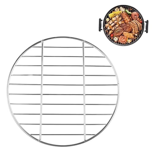HECHKJ Grille Barbecue Ronde, Argent Grille Barbecue INOX, Diamètre 30 cm Grille Ronde Barbecue, Robuste Grille Ronde en Acier Inoxydable, pour Camping, Pique-Nique et Barbecue de Jardin