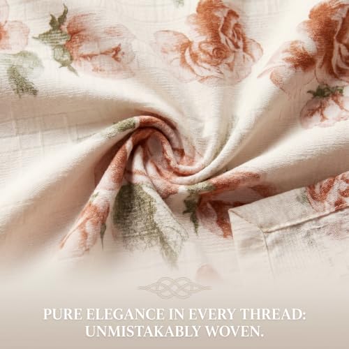 Image of SANMARINO Cloud Cotton 210 TC King Size Bedsheet with 2 Pillow Covers | Ultra Soft & Breathable | Floral Design Bedding Set | Hotel-Quality Comfort for a Luxurious Sleep | 270 x 250 cm | Peach Blossom