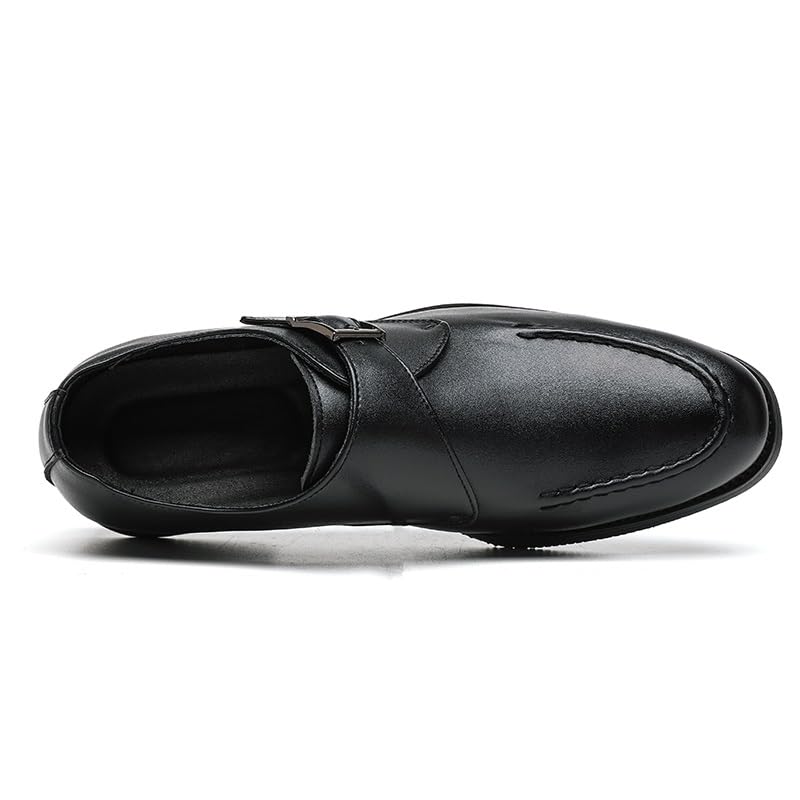 HOOENG Formal Shoes for Men Slip On Round Toe PU Leather Monk Strap Apron Toe Resistant Non Slip Rubber Sole Walking(Color:Black,Size:12)4